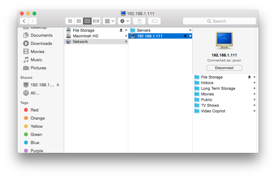 Connected manually to an SMB share